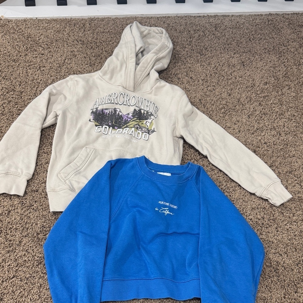 Abercrombie & Fitch Cream and Blue Kids Hoodies